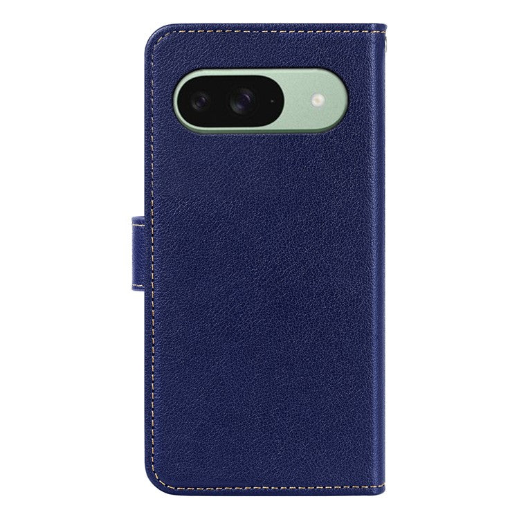 For Google Pixel 9 Pro / Pixel 9 Leather Case Litchi Texture Wallet RFID Blocking Phone Cover - Blue