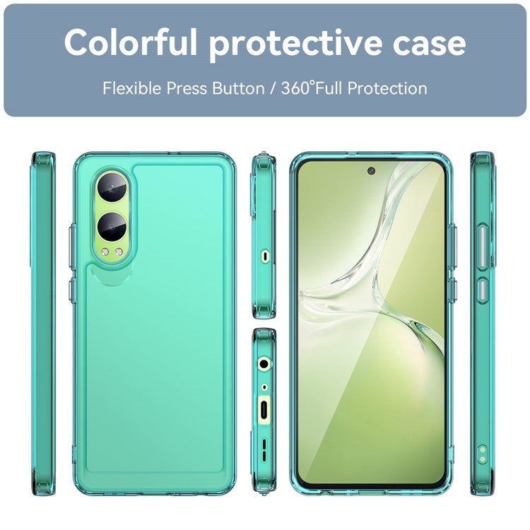For OnePlus Nord CE4 Lite 5G / Oppo K12x 5G (China) Case TPU Shockproof Phone Back Cover - Transparent Blue