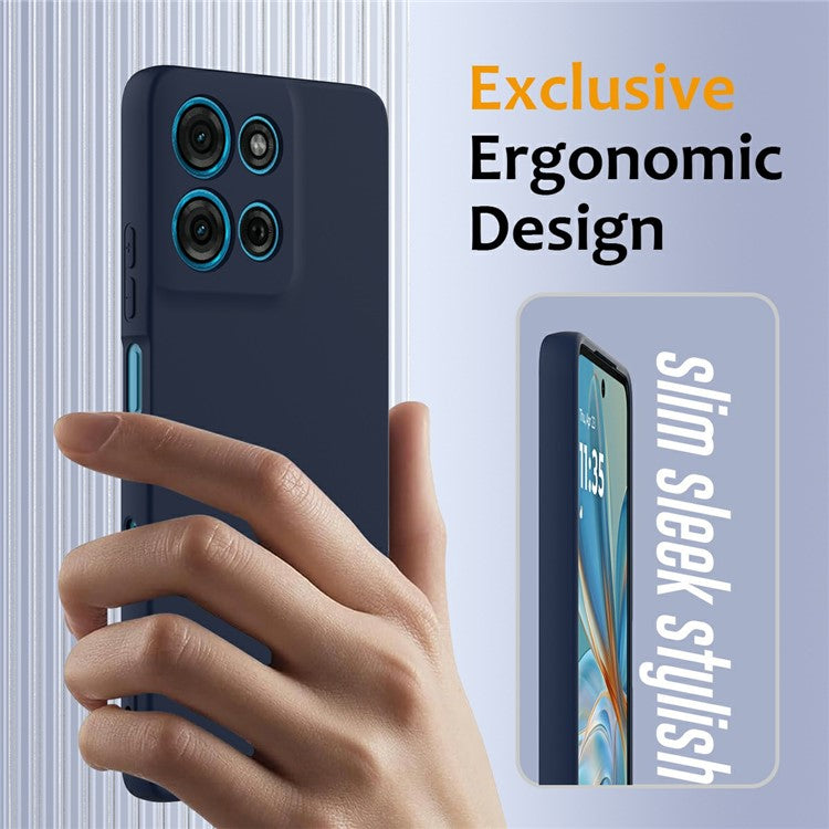 For Motorola Moto G75 5G Case Compatible with MagSafe Liquid Silicone Phone Cover with Lanyard - Dark Blue