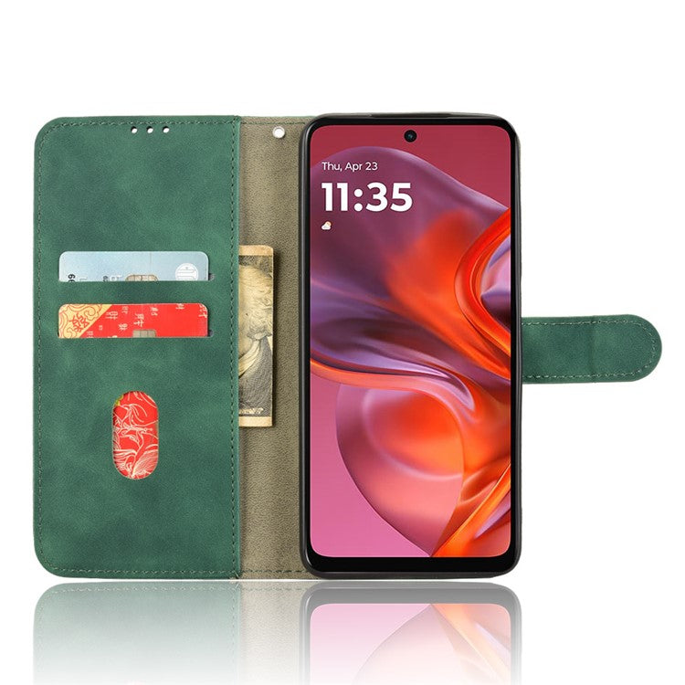 For Motorola Moto G05 4G Leather Case Skin Feel Anti Drop Wallet Flip Phone Cover - Green