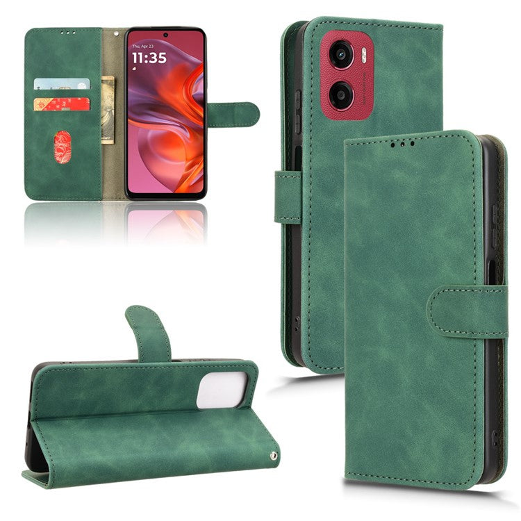 For Motorola Moto G05 4G Leather Case Skin Feel Anti Drop Wallet Flip Phone Cover - Green
