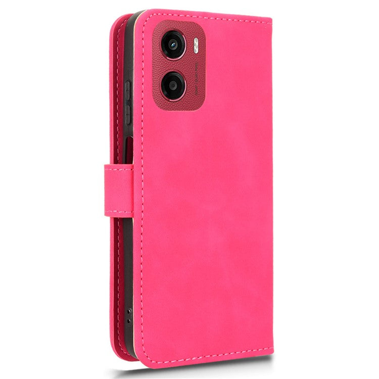 For Motorola Moto G05 4G Leather Case Skin Feel Anti Drop Wallet Flip Phone Cover - Rose