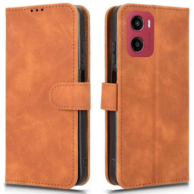 For Motorola Moto G05 4G Leather Case Skin Feel Anti Drop Wallet Flip Phone Cover - Brown
