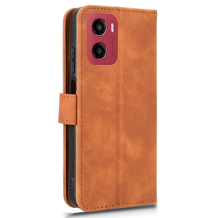For Motorola Moto G05 4G Leather Case Skin Feel Anti Drop Wallet Flip Phone Cover - Brown