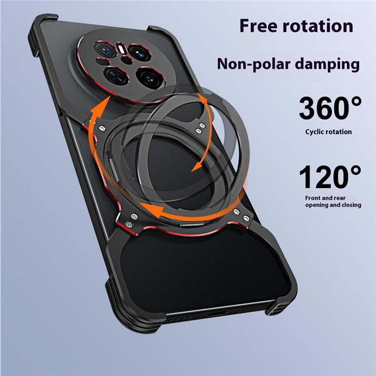 For Huawei Mate 70 Kickstand Case Metal Bumper Magnetic Phone Cover - Silver / Silver