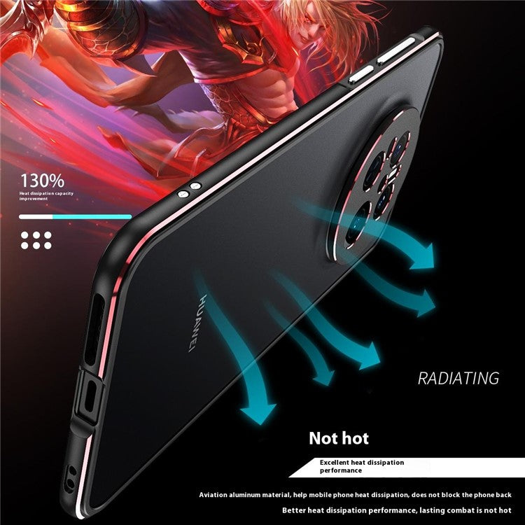 For Huawei Mate 70 Bumper Case Metal Frame Phone Cover with Camera Lens Guard - Black / Silver