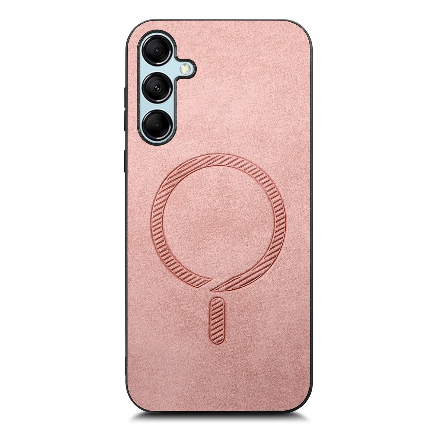 For Samsung Galaxy M14 5G Leather Back Case Compatible with MagSafe Skin-touch Phone Cover - Pink