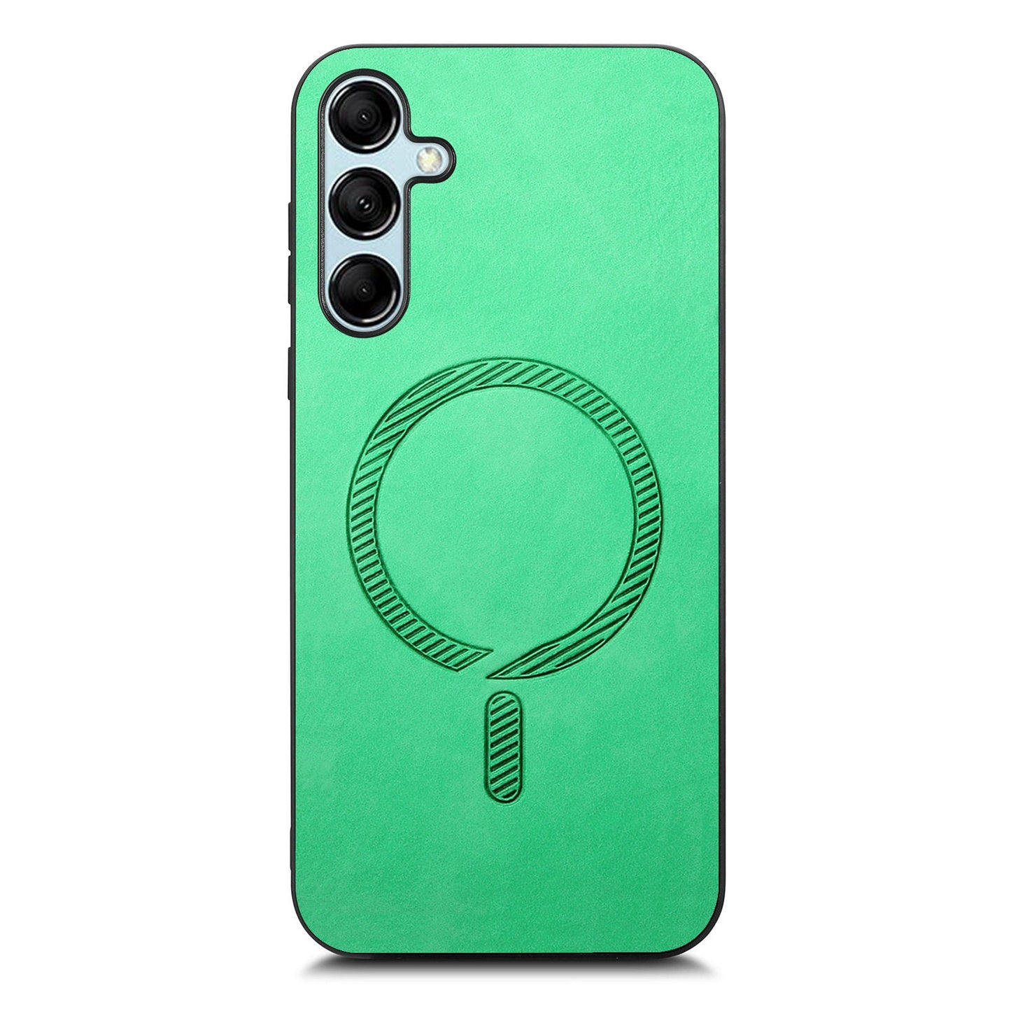 For Samsung Galaxy M14 5G Leather Back Case Compatible with MagSafe Skin-touch Phone Cover - Green