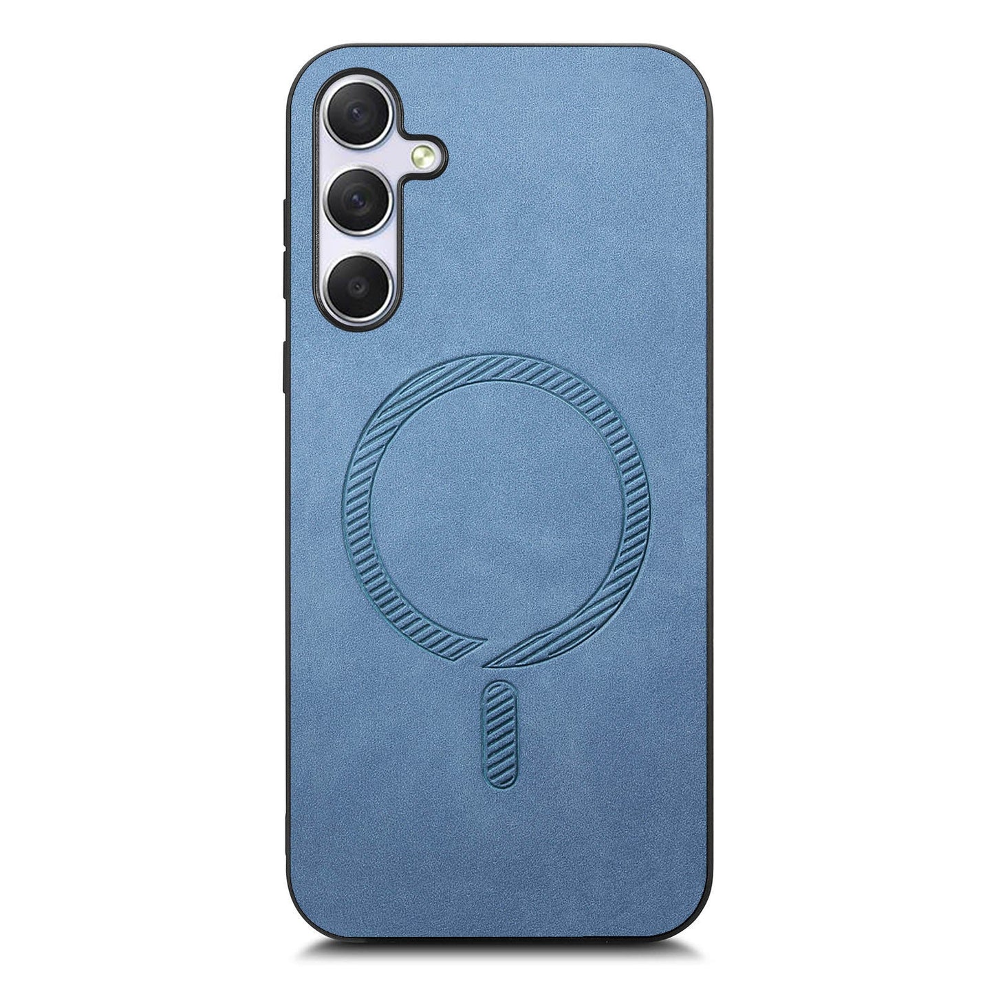 For Samsung Galaxy M54 5G Leather Back Case Compatible with MagSafe Skin-touch Phone Cover - Blue