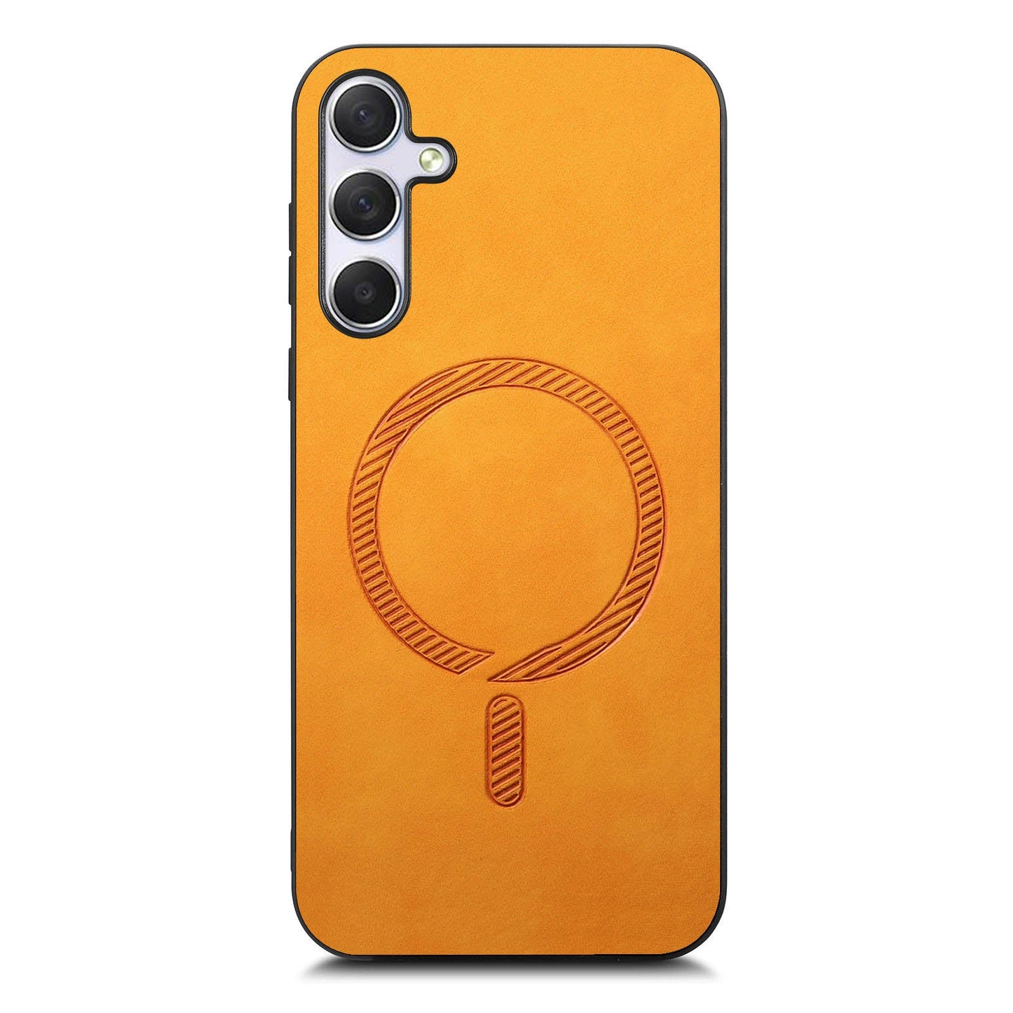 For Samsung Galaxy M54 5G Leather Back Case Compatible with MagSafe Skin-touch Phone Cover - Yellow