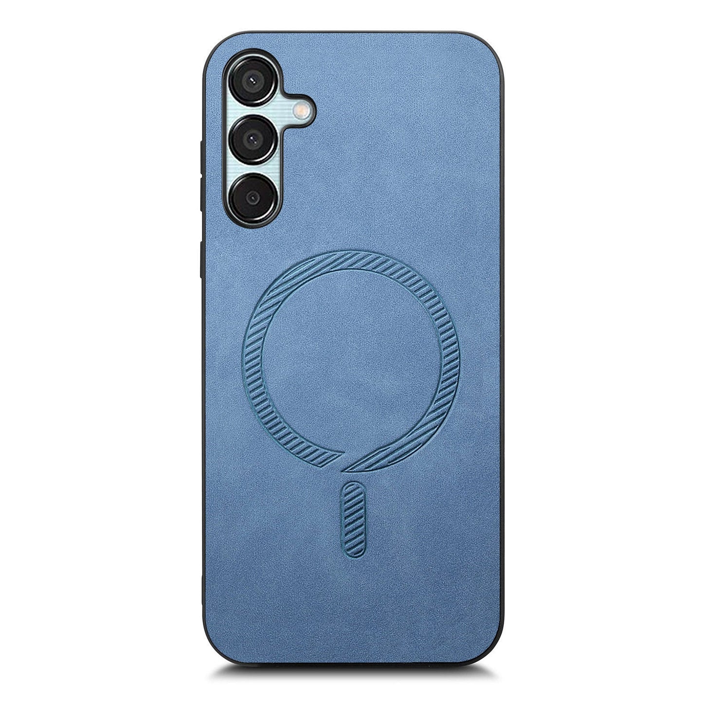 For Samsung Galaxy F15 5G Leather Back Case Compatible with MagSafe Skin-touch Phone Cover - Blue