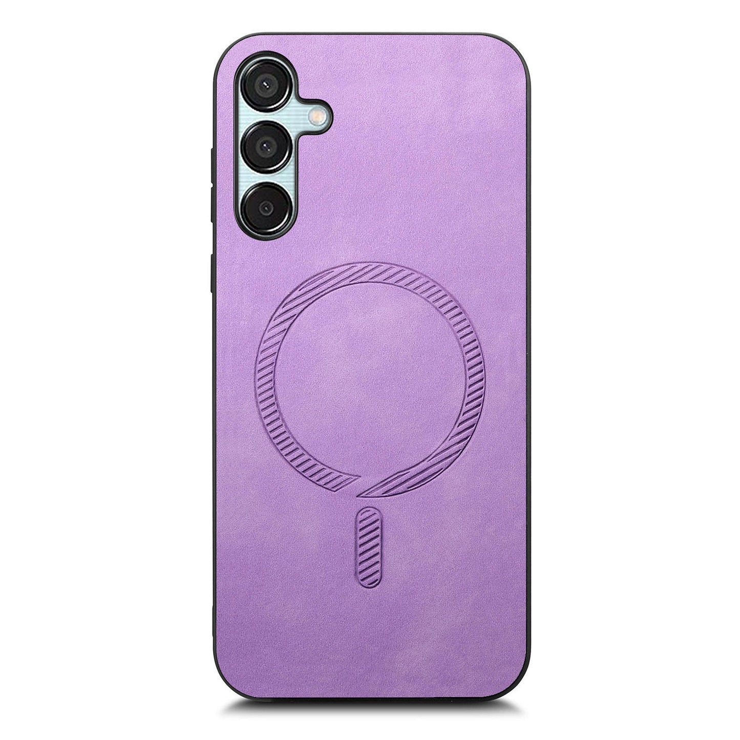 For Samsung Galaxy F15 5G Leather Back Case Compatible with MagSafe Skin-touch Phone Cover - Purple