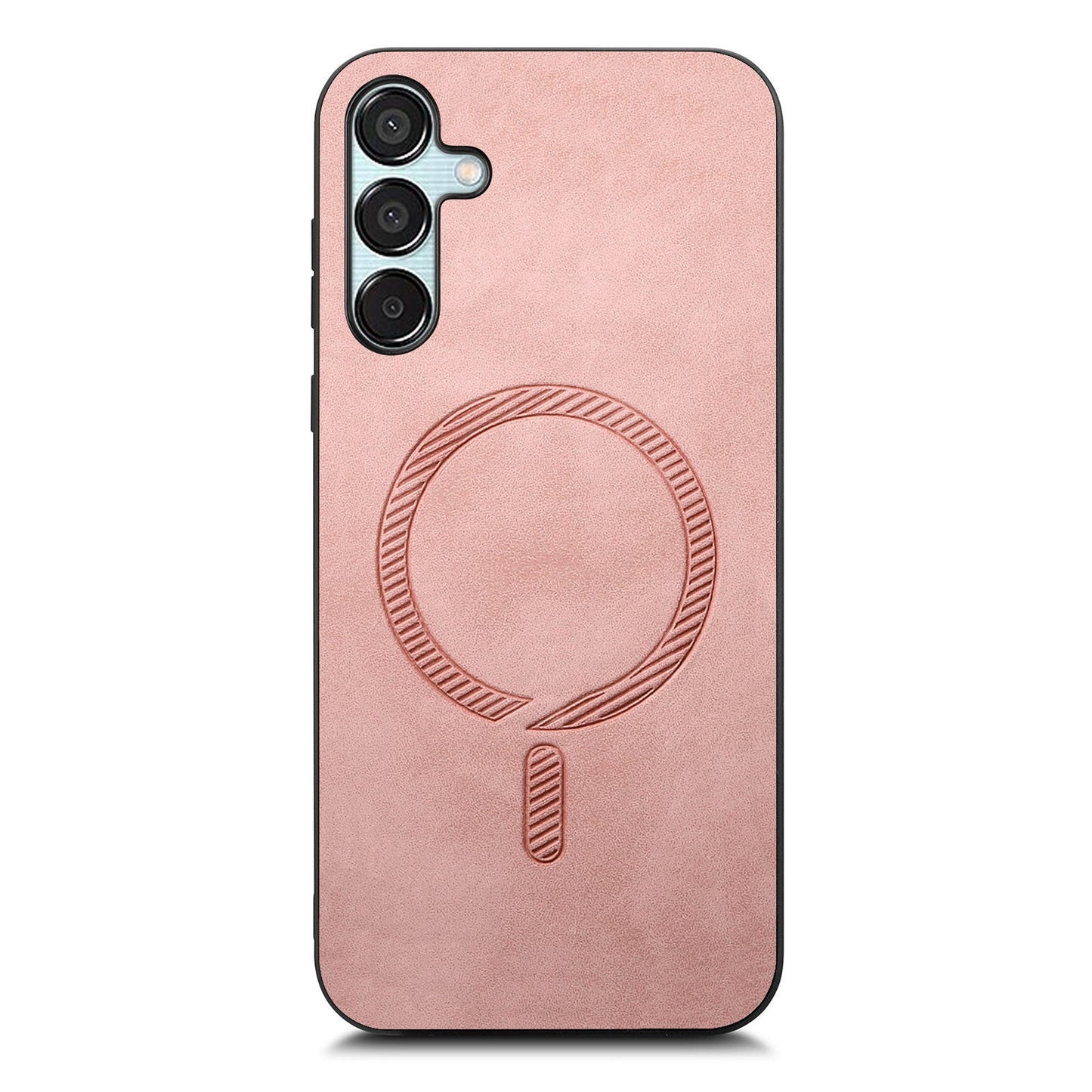 For Samsung Galaxy F15 5G Leather Back Case Compatible with MagSafe Skin-touch Phone Cover - Pink