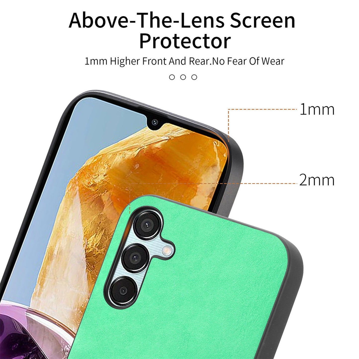 For Samsung Galaxy F15 5G Leather Back Case Compatible with MagSafe Skin-touch Phone Cover - Green