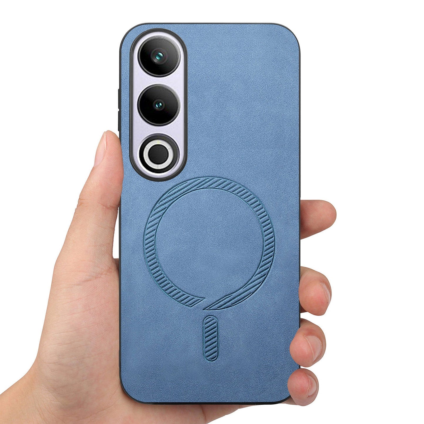 For OnePlus Nord CE4 5G / OnePlus Ace 3V 5G Leather Back Case Compatible with MagSafe Skin-touch Phone Cover - Blue