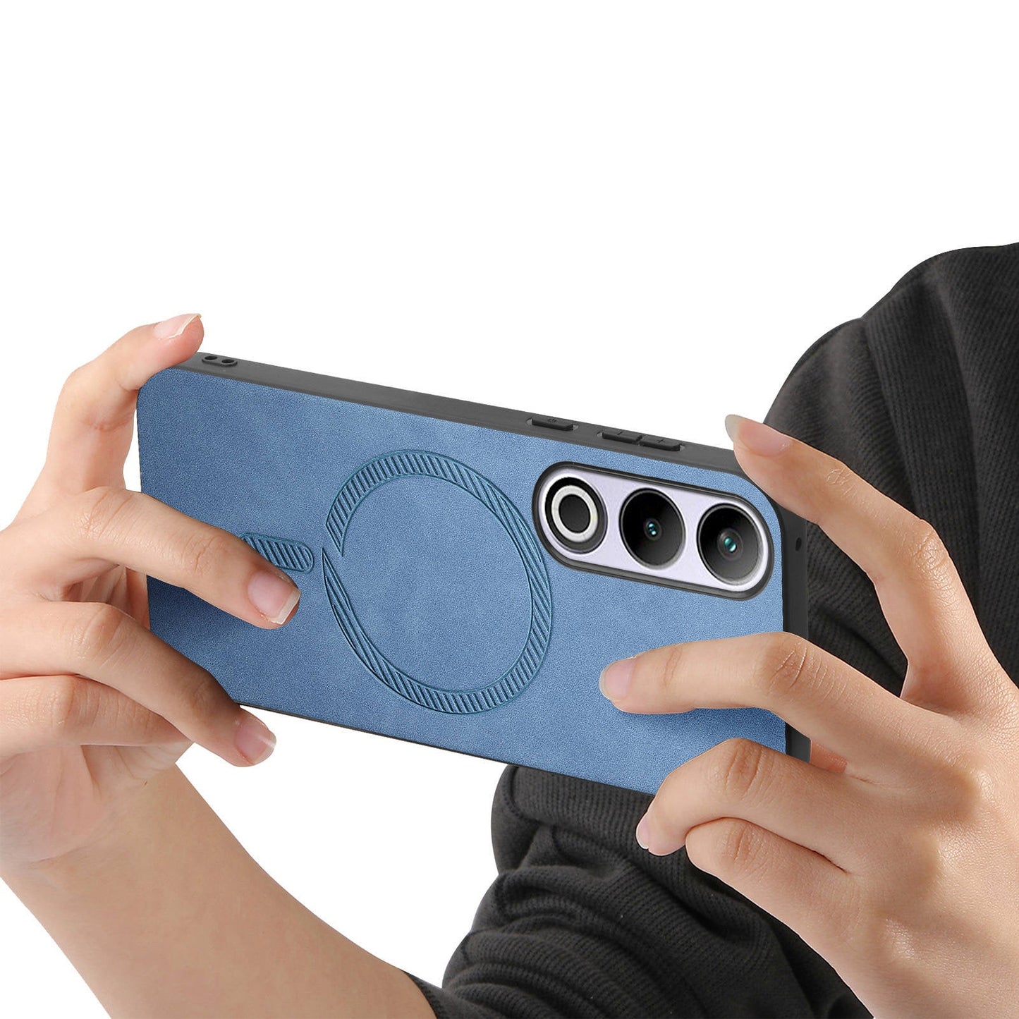 For OnePlus Nord CE4 5G / OnePlus Ace 3V 5G Leather Back Case Compatible with MagSafe Skin-touch Phone Cover - Blue