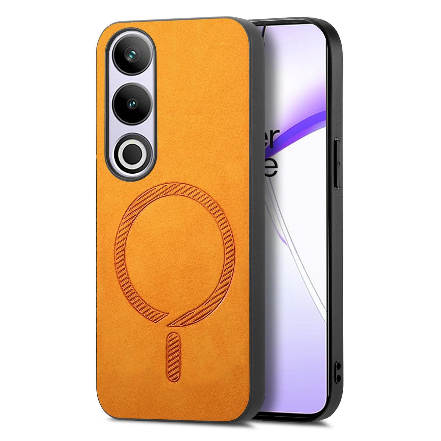 For OnePlus Nord CE4 5G / OnePlus Ace 3V 5G Leather Back Case Compatible with MagSafe Skin-touch Phone Cover - Yellow