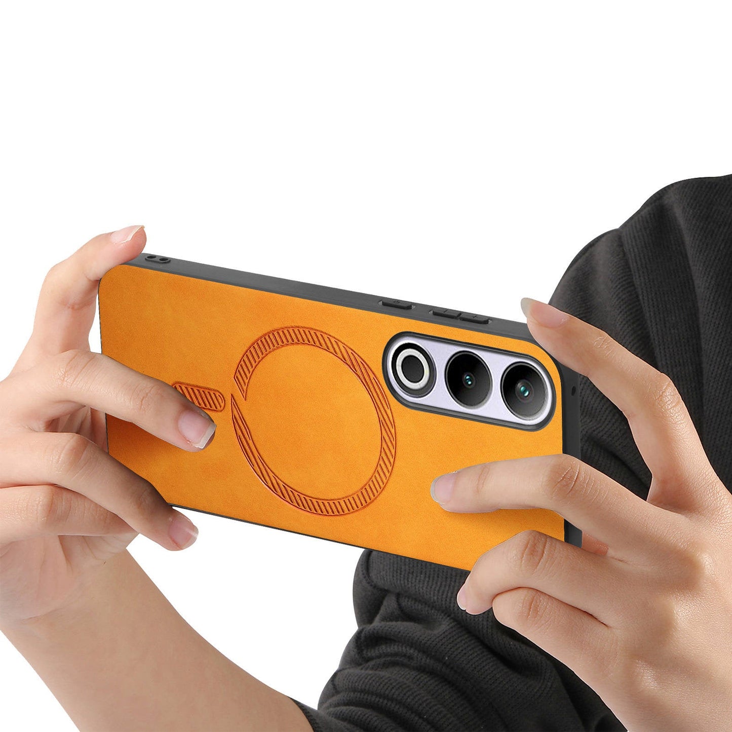 For OnePlus Nord CE4 5G / OnePlus Ace 3V 5G Leather Back Case Compatible with MagSafe Skin-touch Phone Cover - Yellow