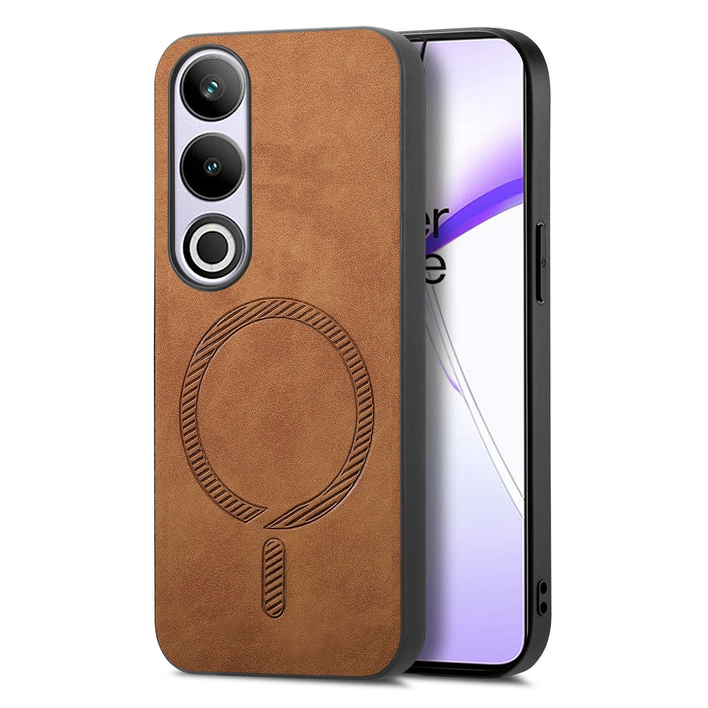 For OnePlus Nord CE4 5G / OnePlus Ace 3V 5G Leather Back Case Compatible with MagSafe Skin-touch Phone Cover - Brown