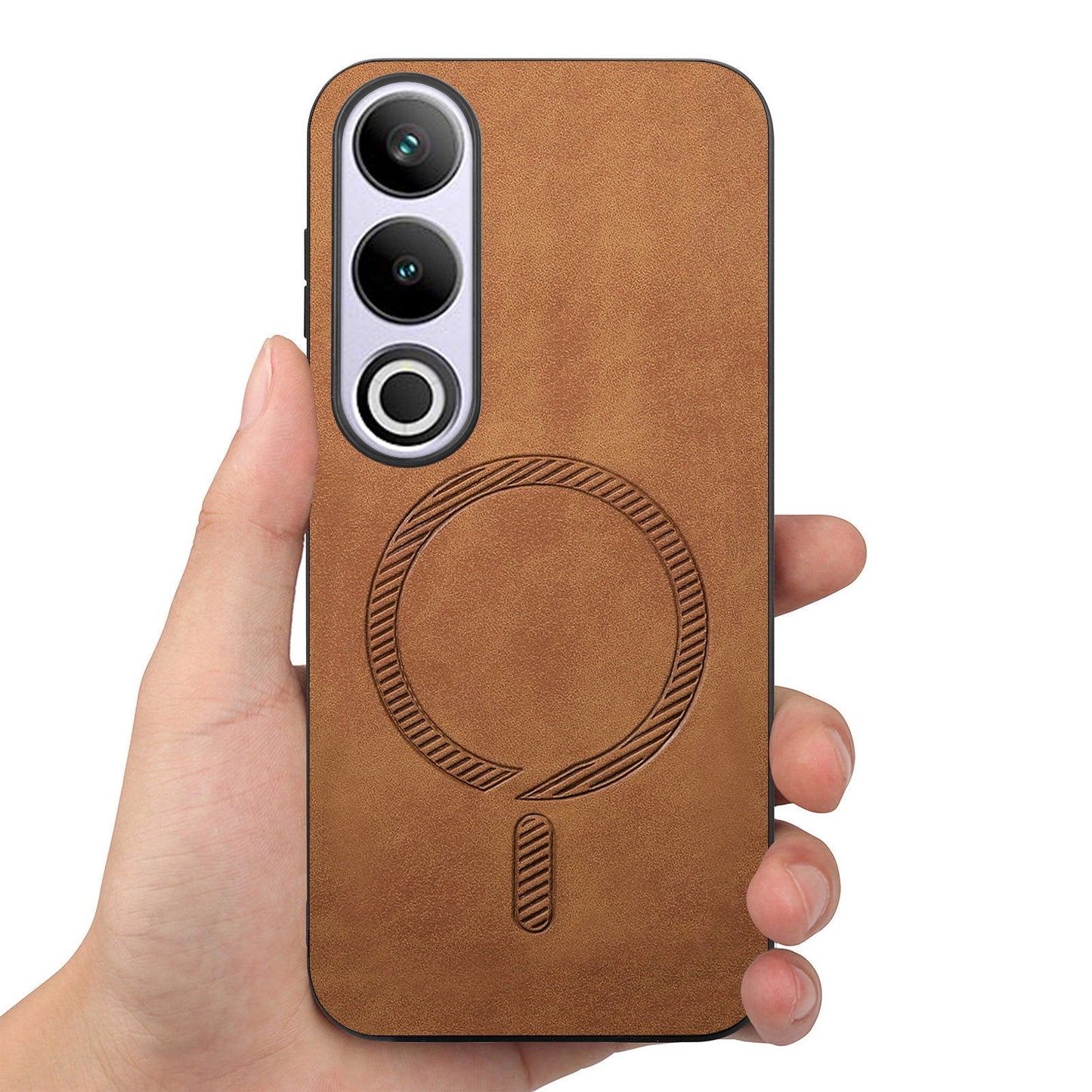 For OnePlus Nord CE4 5G / OnePlus Ace 3V 5G Leather Back Case Compatible with MagSafe Skin-touch Phone Cover - Brown