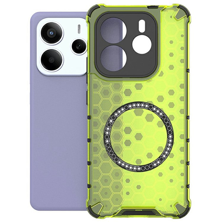 For Xiaomi Redmi Note 14 5G Case Compatible with MagSafe Honeycomb Design TPU + PC Phone Cover - Green