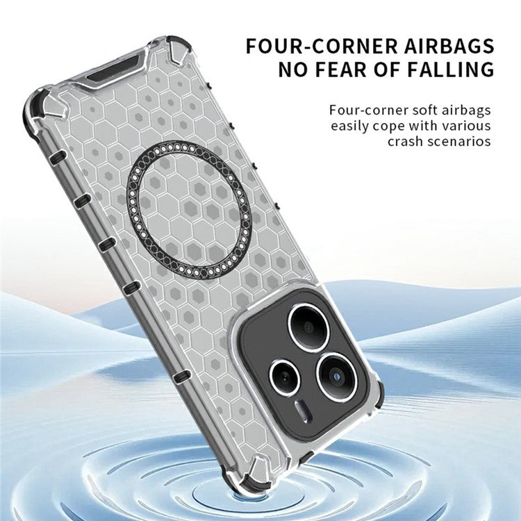 For Xiaomi Redmi Note 14 5G Case Compatible with MagSafe Honeycomb Design TPU + PC Phone Cover - Green