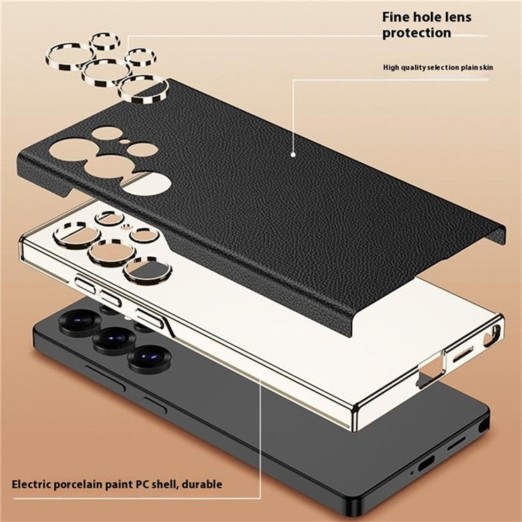 GKK For Samsung Galaxy S24 Ultra Case Electroplated PU + PC Phone Back Cover - Black