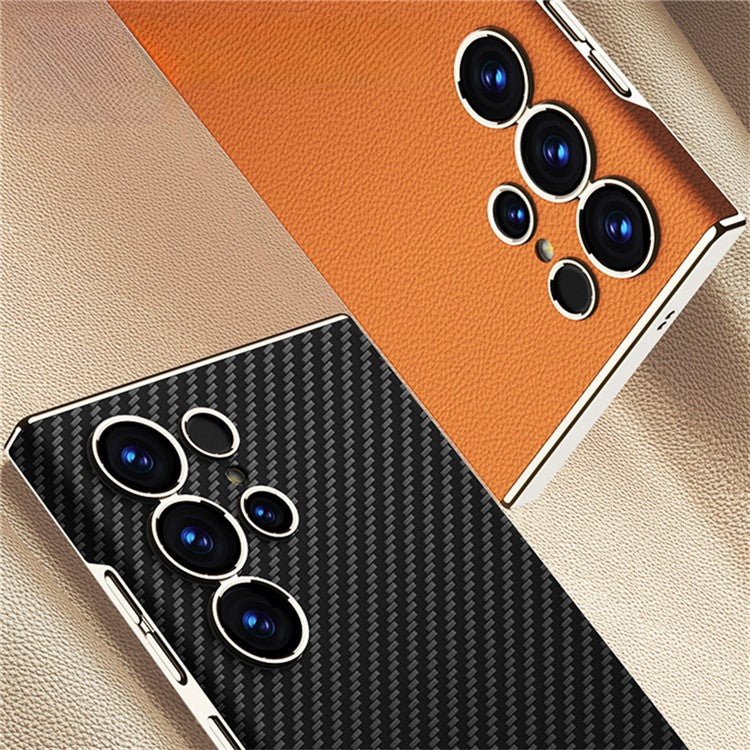 GKK For Samsung Galaxy S24 Ultra Case Electroplated PU + PC Phone Back Cover - Black