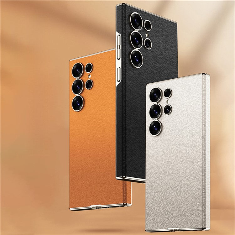 GKK For Samsung Galaxy S24 Ultra Case Electroplated PU + PC Phone Back Cover - Black