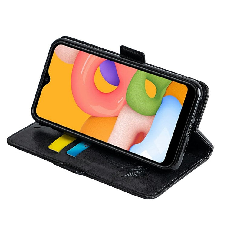 For OnePlus Ace 5 5G / Ace 5 Pro 5G Leather Case Flower Imprint Wallet Phone Cover with Side Buckle - Black