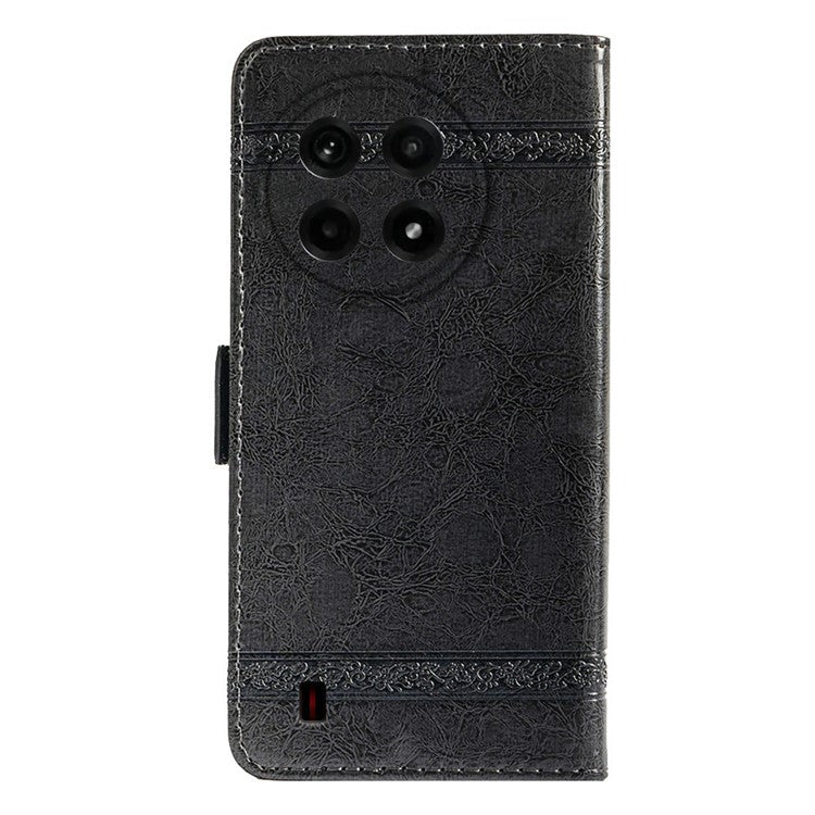 For OnePlus Ace 5 5G / Ace 5 Pro 5G Leather Case Flower Imprint Wallet Phone Cover with Side Buckle - Black
