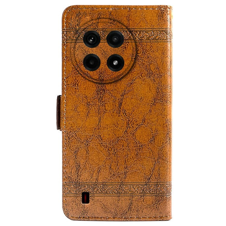 For OnePlus Ace 5 5G / Ace 5 Pro 5G Leather Case Flower Imprint Wallet Phone Cover with Side Buckle - Brown