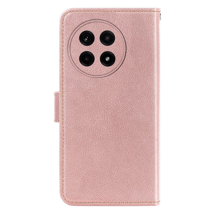 For OnePlus Ace 5 5G / Ace 5 Pro 5G Leather Case Litchi Texture Wallet RFID Blocking Phone Cover - Rose Gold