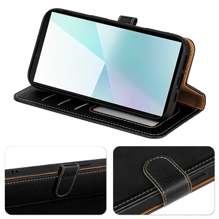 For OnePlus Ace 5 5G / Ace 5 Pro 5G Leather Case Litchi Texture Wallet RFID Blocking Phone Cover - Black