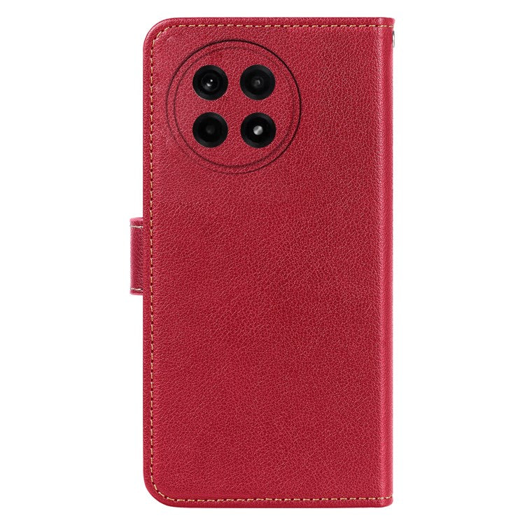 For OnePlus Ace 5 5G / Ace 5 Pro 5G Leather Case Litchi Texture Wallet RFID Blocking Phone Cover - Red