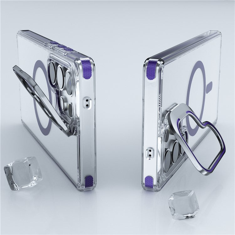 For Samsung Galaxy S25 Ultra Case Compatible with MagSafe TPU + PC Phone Cover with Invisible Kickstand - Sapphire