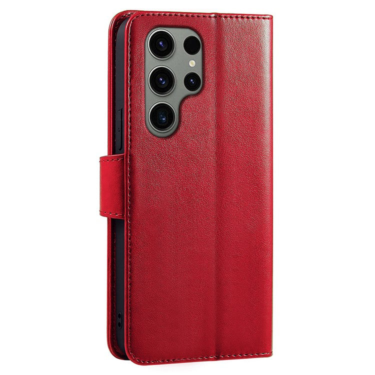 For Samsung Galaxy S23 Ultra Case Stand Card Holder Wallet Leather Phone Cover - Red