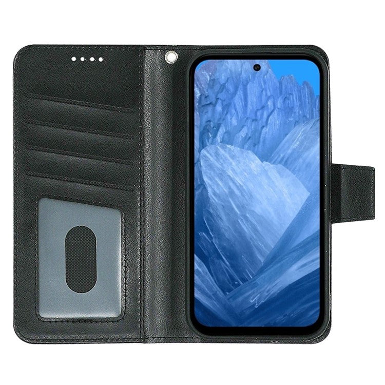 For Google Pixel 8a Case Stand Card Holder Wallet Leather Phone Cover - Black