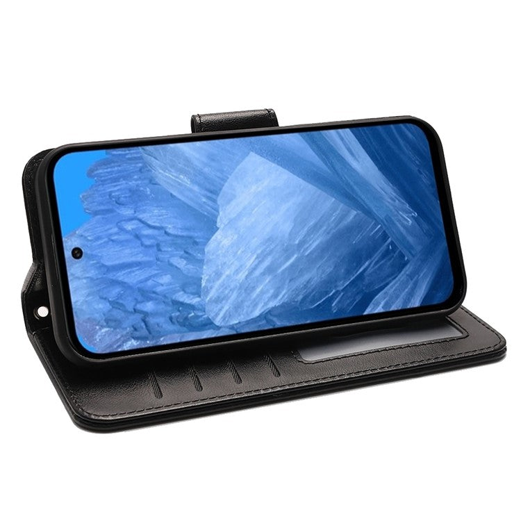 For Google Pixel 8a Case Stand Card Holder Wallet Leather Phone Cover - Black