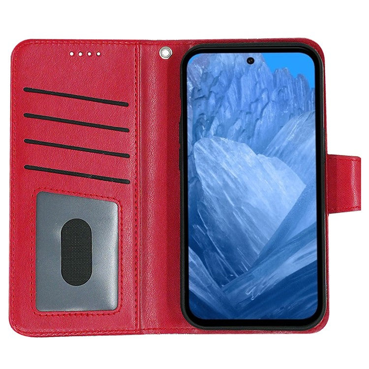 For Google Pixel 8a Case Stand Card Holder Wallet Leather Phone Cover - Red