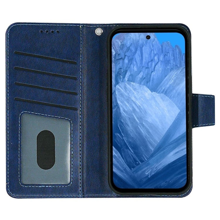For Google Pixel 8a Case Stand Card Holder Wallet Leather Phone Cover - Blue