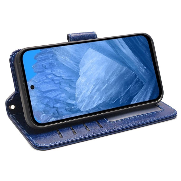 For Google Pixel 8a Case Stand Card Holder Wallet Leather Phone Cover - Blue