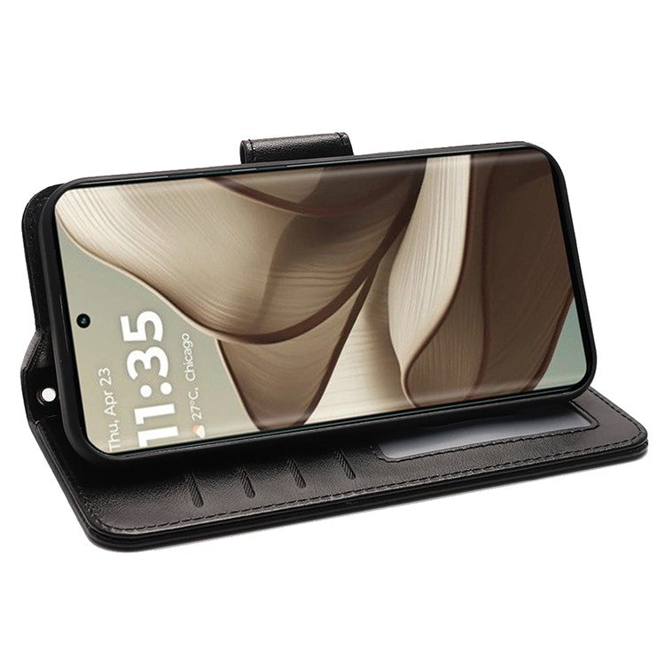 For Motorola Edge 50 Neo 5G / Moto S50 5G Case Stand Card Holder Wallet Leather Phone Cover - Black