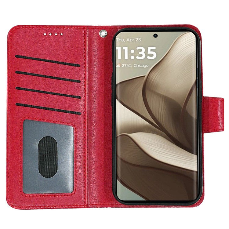 For Motorola Edge 50 Neo 5G / Moto S50 5G Case Stand Card Holder Wallet Leather Phone Cover - Red