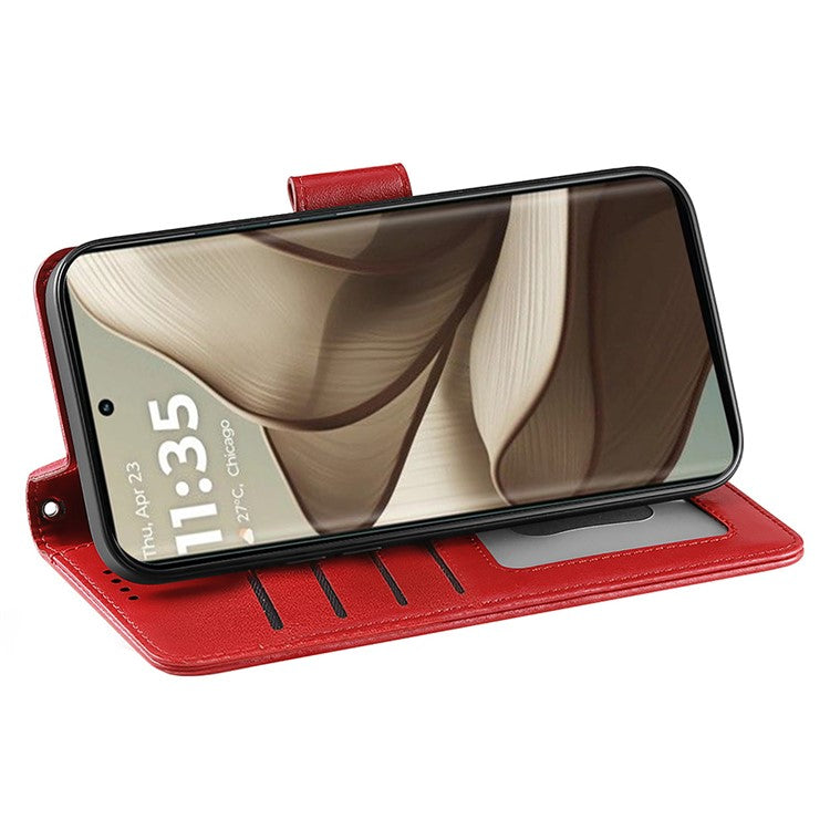 For Motorola Edge 50 Neo 5G / Moto S50 5G Case Stand Card Holder Wallet Leather Phone Cover - Red