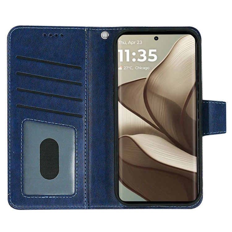 For Motorola Edge 50 Neo 5G / Moto S50 5G Case Stand Card Holder Wallet Leather Phone Cover - Blue