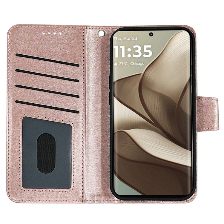For Motorola Edge 50 Neo 5G / Moto S50 5G Case Stand Card Holder Wallet Leather Phone Cover - Rose Gold