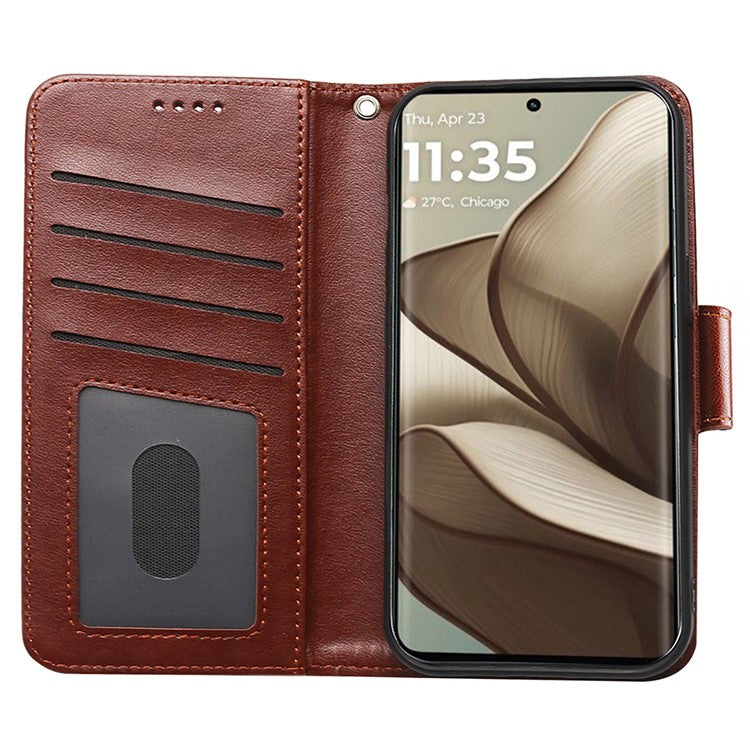 For Motorola Edge 50 Neo 5G / Moto S50 5G Case Stand Card Holder Wallet Leather Phone Cover - Brown