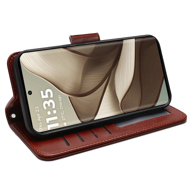 For Motorola Edge 50 Neo 5G / Moto S50 5G Case Stand Card Holder Wallet Leather Phone Cover - Brown