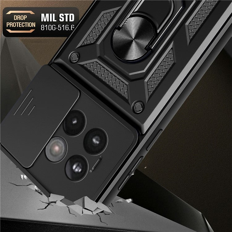 Phone Case For OnePlus 13R 5G / Ace 5 Pro 5G / Ace 5 5G PC + TPU Kickstand Phone Cover with Slide Camera Lid - Black